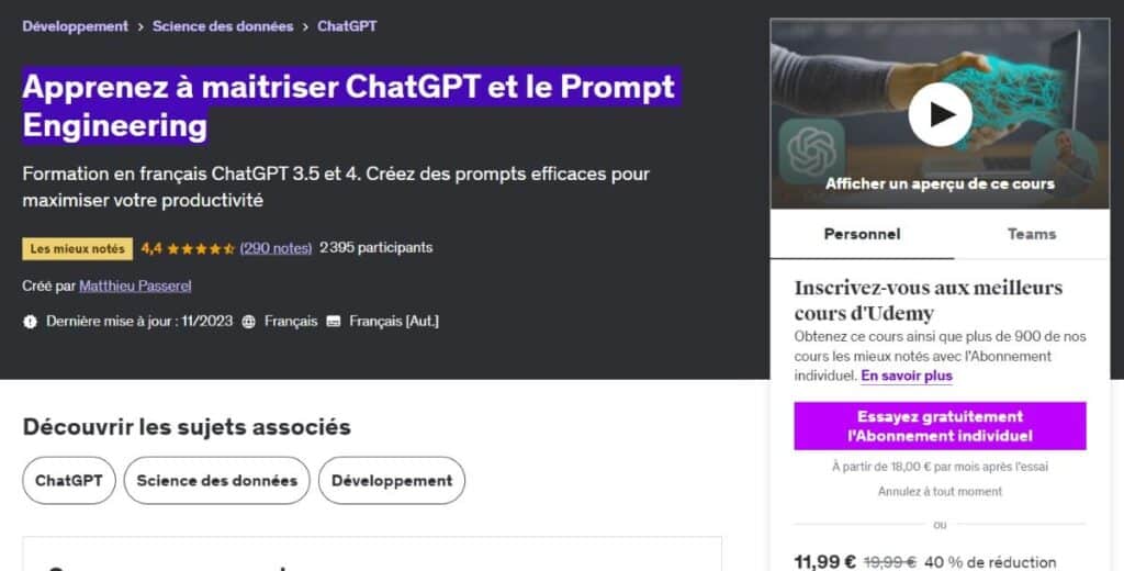 découvrez notre cours complet sur le prompt engineering en intelligence artificielle. apprenez à concevoir des requêtes efficaces pour optimiser l'interaction avec les modèles d'ia, développez vos compétences techniques et boostez votre carrière dans le domaine de l'ia.