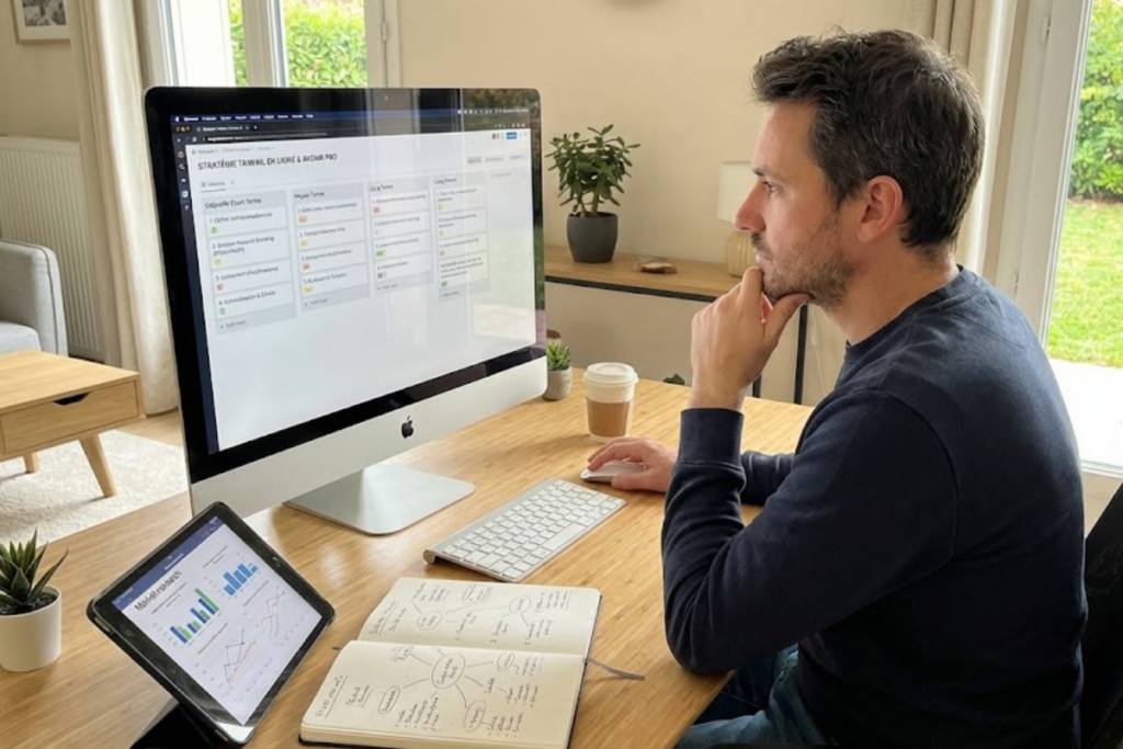 Un community manager devant l'écran de son ordinateur