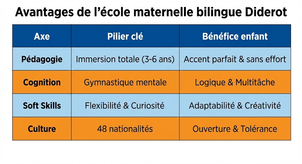 avantages école maternelle bilingue Diderot