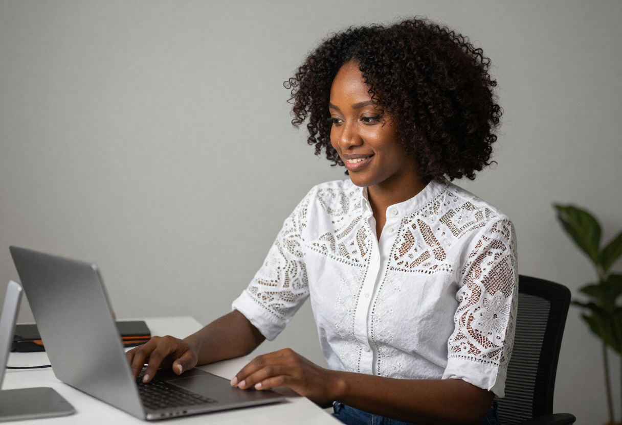Une femme sur son bureau découvrant l'intelligence artificielle