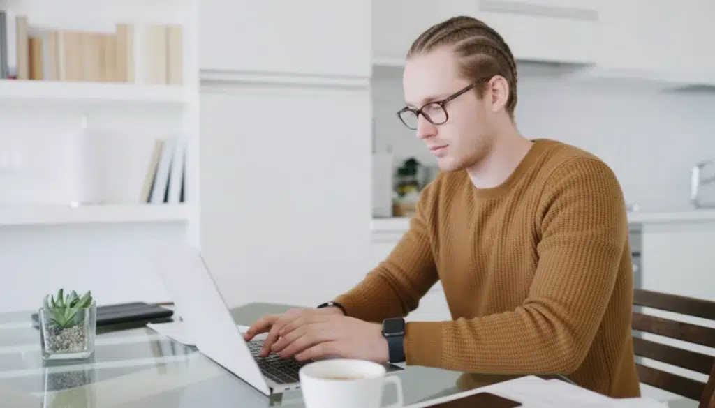Une personne qui fait de la formation à distance en bureautique