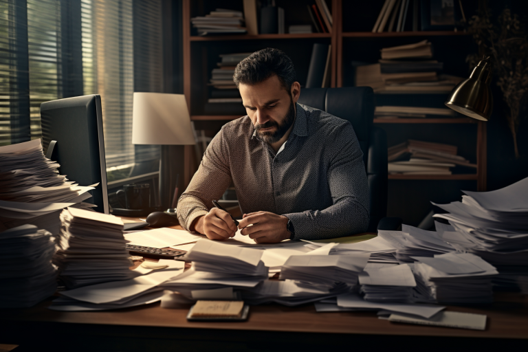 publithings_seo_A_man_sitting_in_front_of_his_desk_with_paperwo_144d3019-7b3e-4c4d-8309-3dee86ed03b9